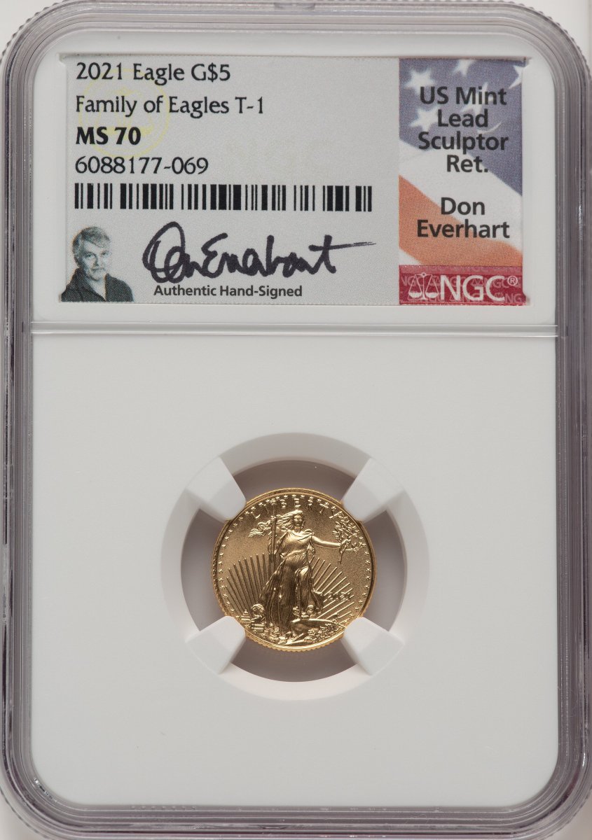 2021 Modern Bullion Coins (2021 $5 Tenth Ounce Gold Eagle, Type One, MS Don Everhart)