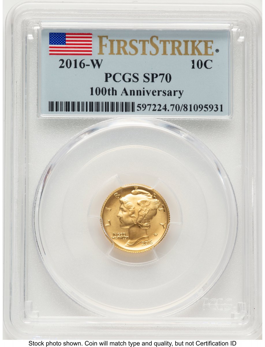 2016-W Modern Bullion Coins (2016-W 10C Mercury Dime 100th Anniversary Gold Centennial  FS Flag)