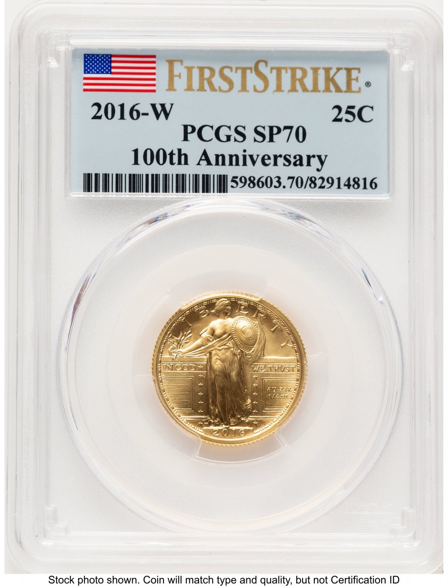 2016-W Modern Bullion Coins (2016-W 25C Standing Liberty 100th Anniversary Gold Centennial  FS Flag)