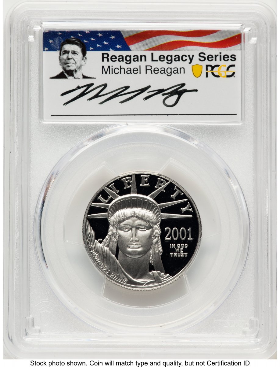 2001-W Modern Bullion Coins (2001-W Proof Platinum Eagle 1/2 oz Reagan Legacy Series Michael Reagan Picture)