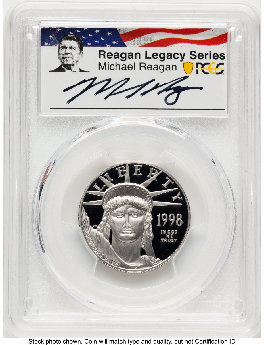1998-W Modern Bullion Coins (1998-W Proof Platinum Eagle 1/2 oz Reagan Legacy Series Michael Reagan Picture)