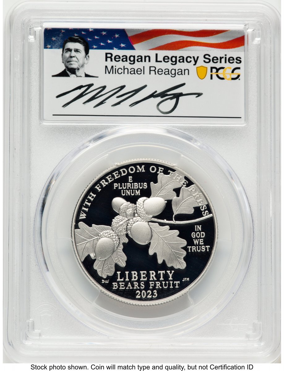 2023-W Modern Bullion Coins (2023-W Proof Platinum Eagle 1 oz AR Reagan Legacy Series Michael Reagan Picture)