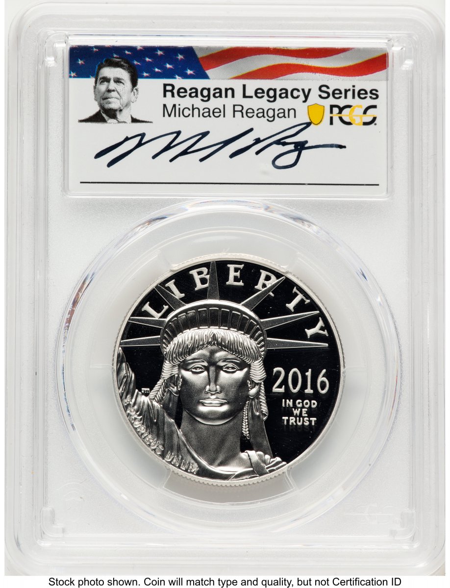 2016-W Modern Bullion Coins (2016-W Proof Platinum Eagle 1 oz Reagan Legacy Series Michael Reagan Picture)