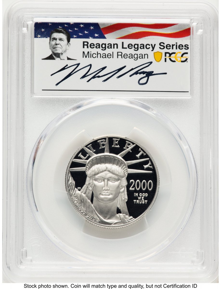2000-W Modern Bullion Coins (2000-W Proof Platinum Eagle 1/2 oz Reagan Legacy Series Michael Reagan Picture)