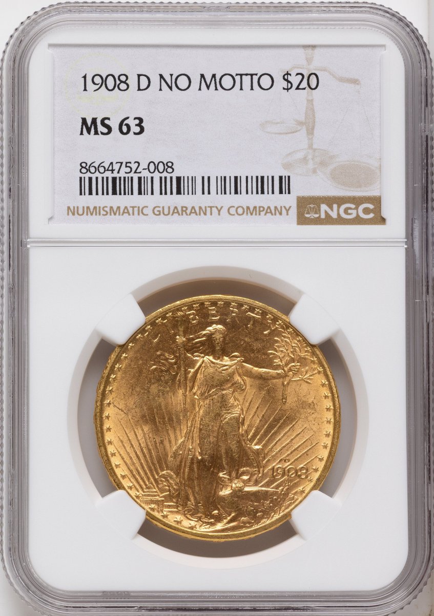 1908-D Saint-Gaudens Double Eagles (1908-D $20 NO MOTTO)