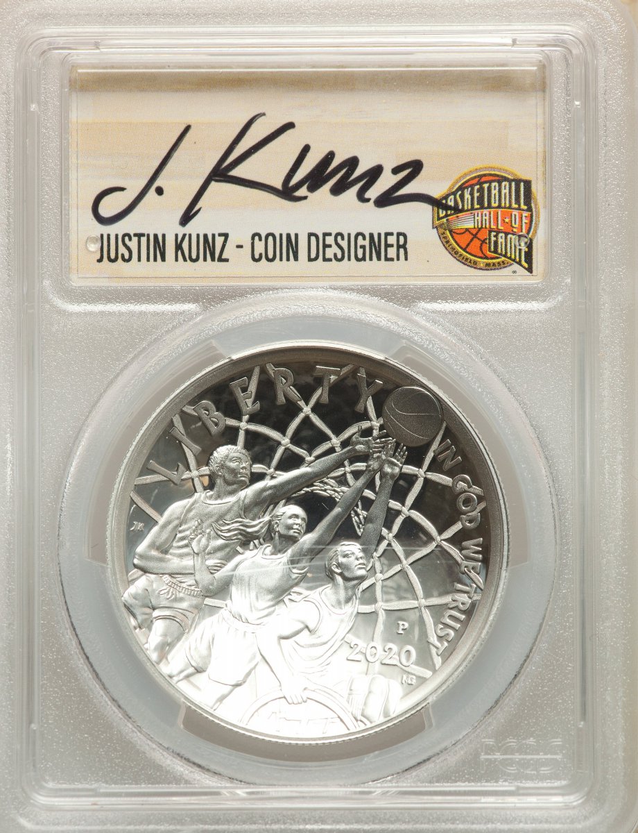 2020-P Modern Commemoratives (2020-P $1 Basketball Hall of Fame, First Strike, NMBHOF, Coin Designer Justin Kunz, DC)