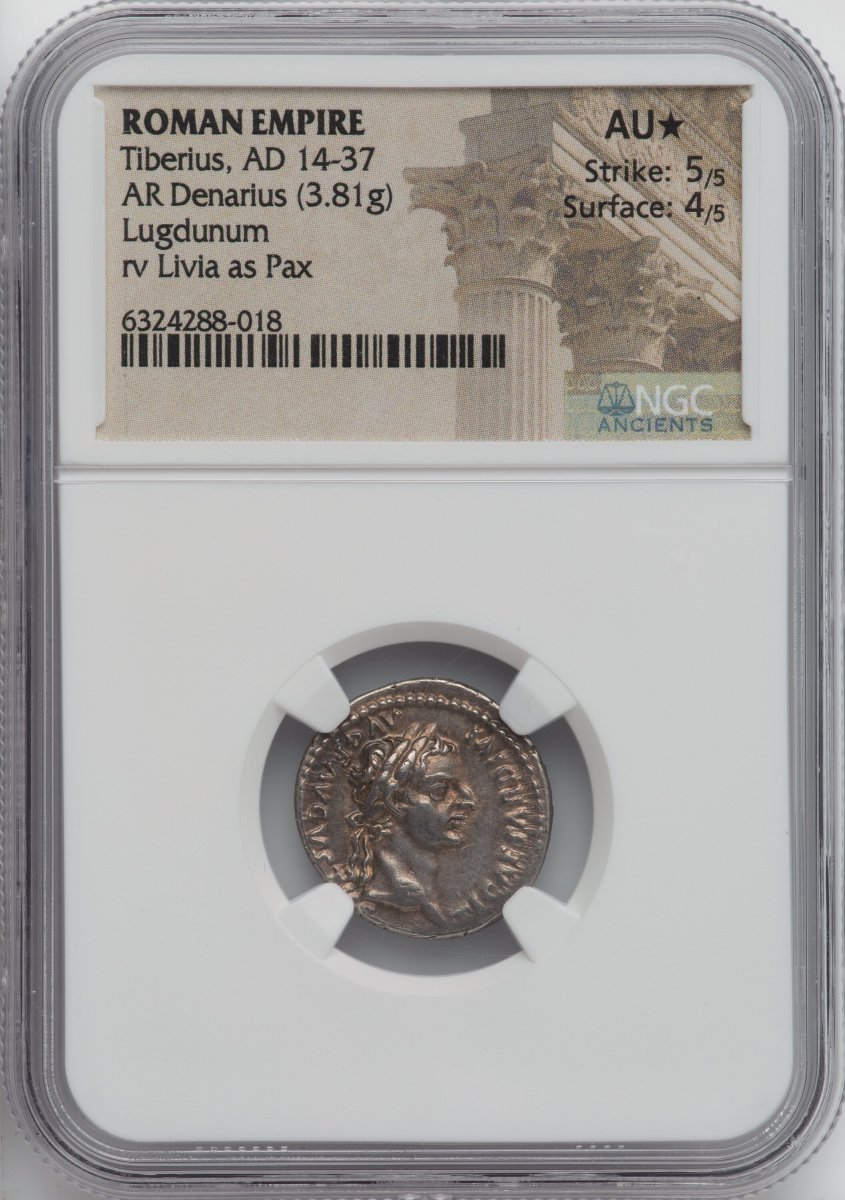 AD 14-37 World Coins (Tiberius (AD 14-37). AR denarius. NGC AU.)