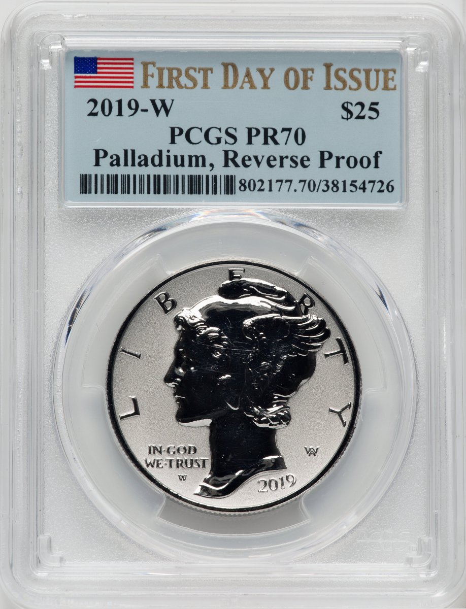 2019-W Modern Bullion Coins (2019-W Palladium Eagle 1 oz, REV PR FDI Flag)