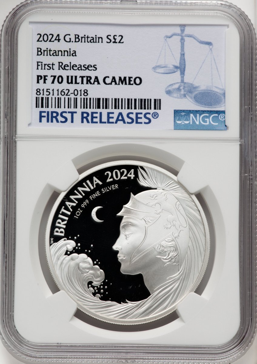 2024 World Coins (Charles III silver Proof “Britannia” 2 Pounds (1 oz) 2024 PR70  Ultra Cameo NGC,)