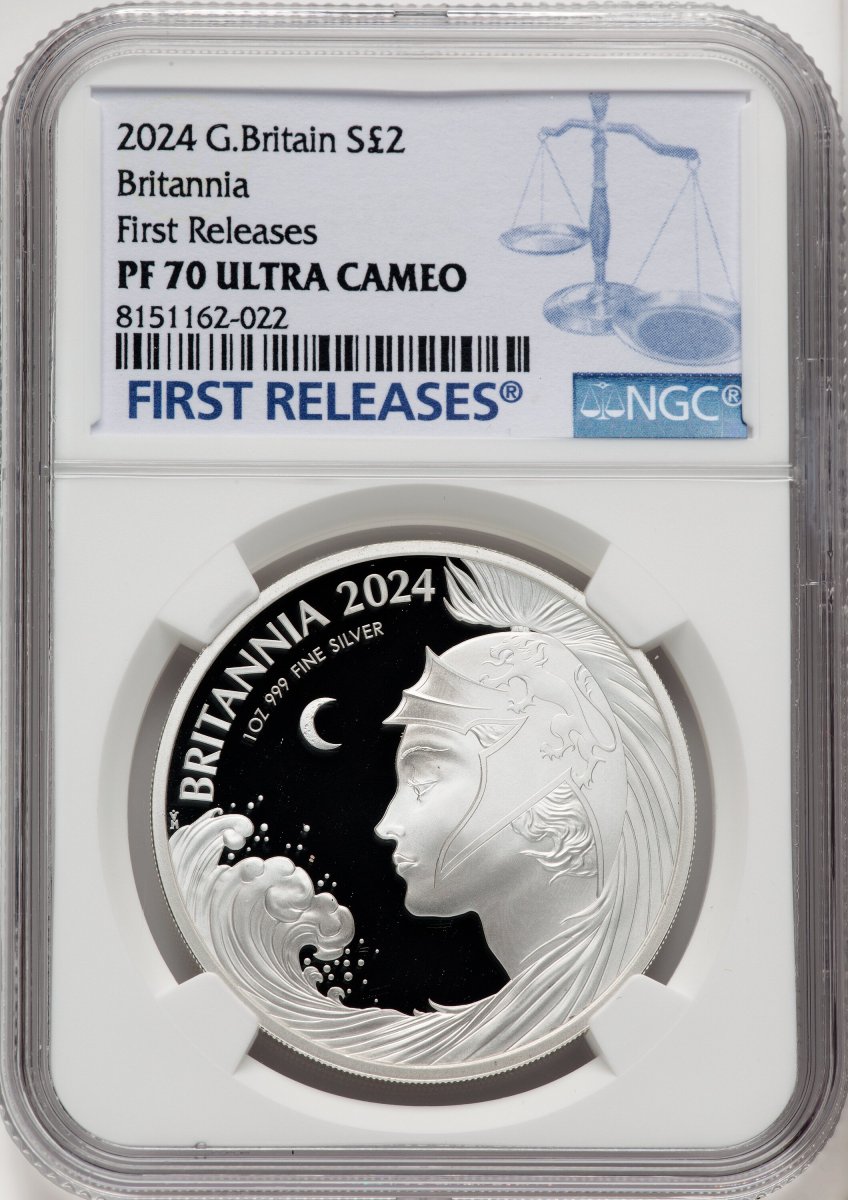 2024 World Coins (Charles III silver Proof “Britannia” 2 Pounds (1 oz) 2024 PR70  Ultra Cameo NGC,)