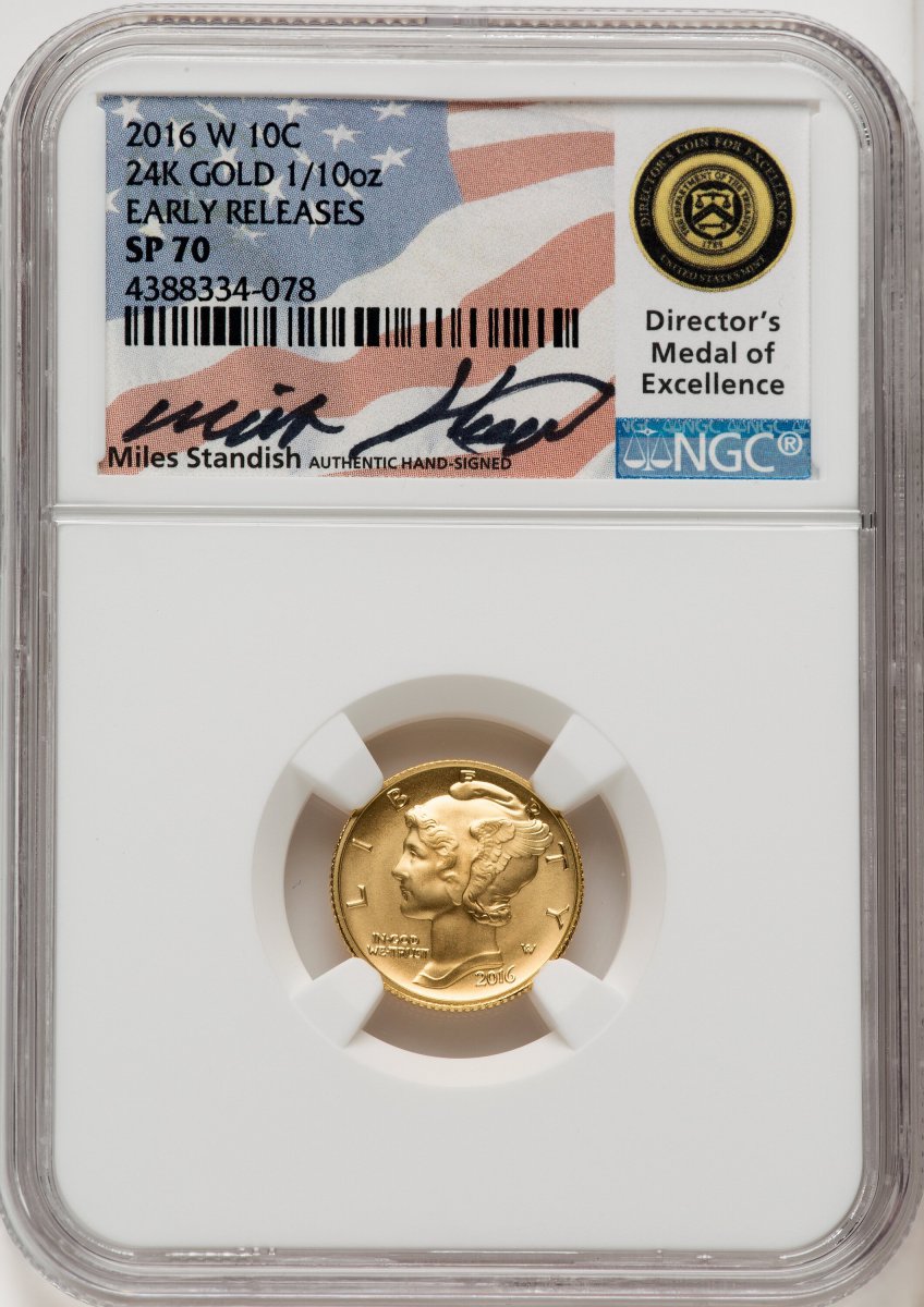 2016-W Modern Commemoratives (2016-W 10C-50C Gold Centennial Three Coin Set, First Strike, SP ER Miles Standish)