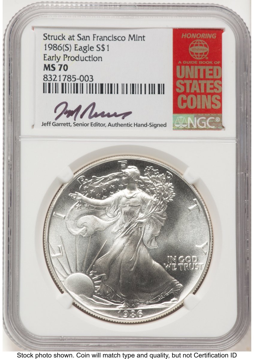 1986-(S) Modern Bullion Coins (1986-(S) Silver Eagle Early Production Jeff Garrett Red Book)