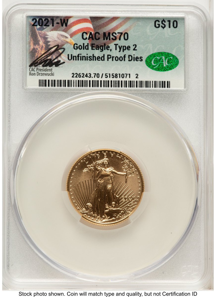 2021-W Modern Bullion Coins (2021-W TY2 Gold Eagle 1/4 oz Unfinished Proof Dies Ron Drzewucki)