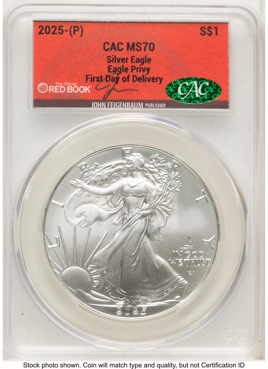 2025(-P) Modern Bullion Coins (2025 Silver Eagle (Privy Mark) First Day of Delivery John Feigenbaum Red Book)