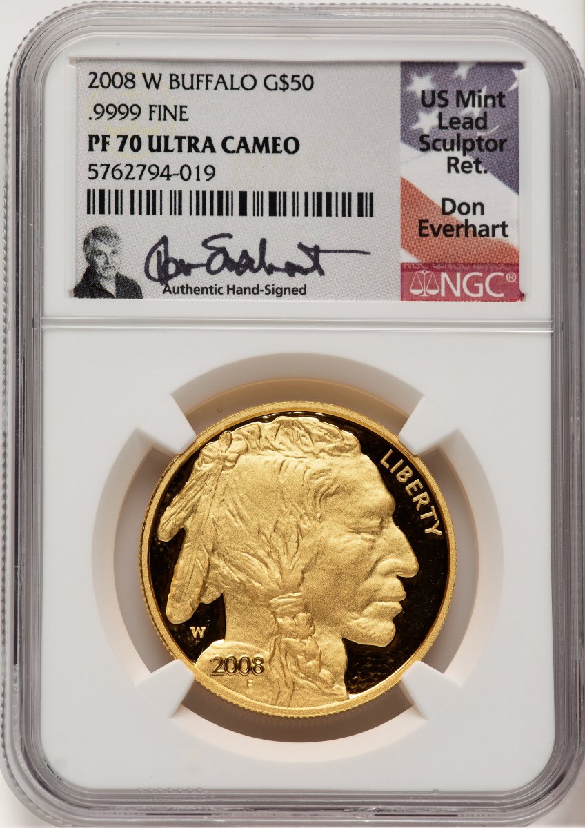 2008-W Modern Bullion Coins (2008-W $50 One-Ounce Gold Buffalo, .9999 Fine Gold, PR, DC Don Everhart)