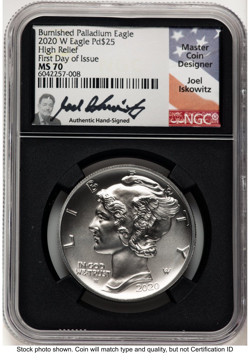 2020-W Modern Bullion Coins (2020-W Palladium Eagle 1 oz Burnished FDI Joel Iskowitz Blk Core)
