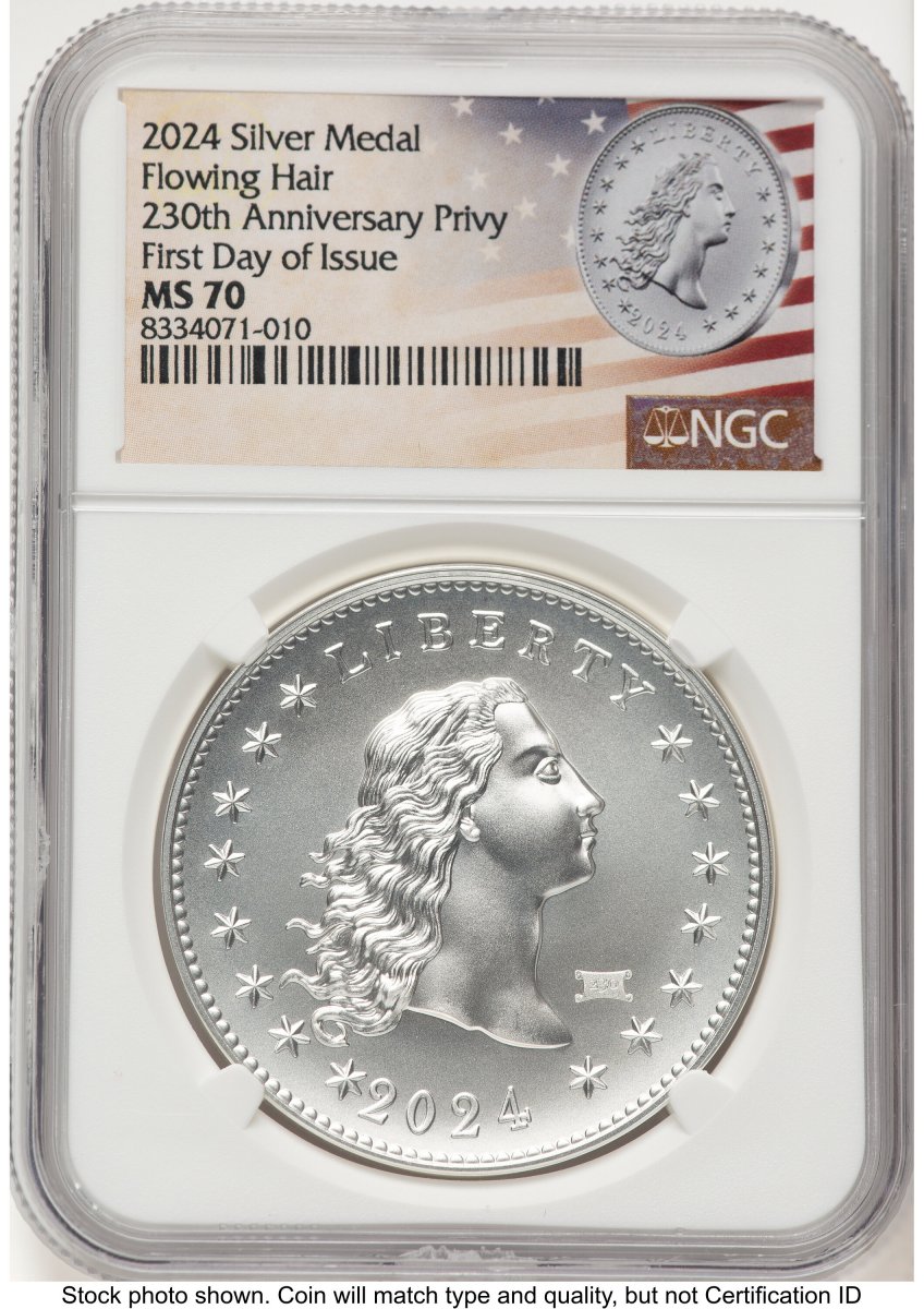 2024 Modern Commemoratives (2024-(P) Silver 230th Anniversary Flowing Hair Medal Privy Mark FDI Flowing Hair Label)