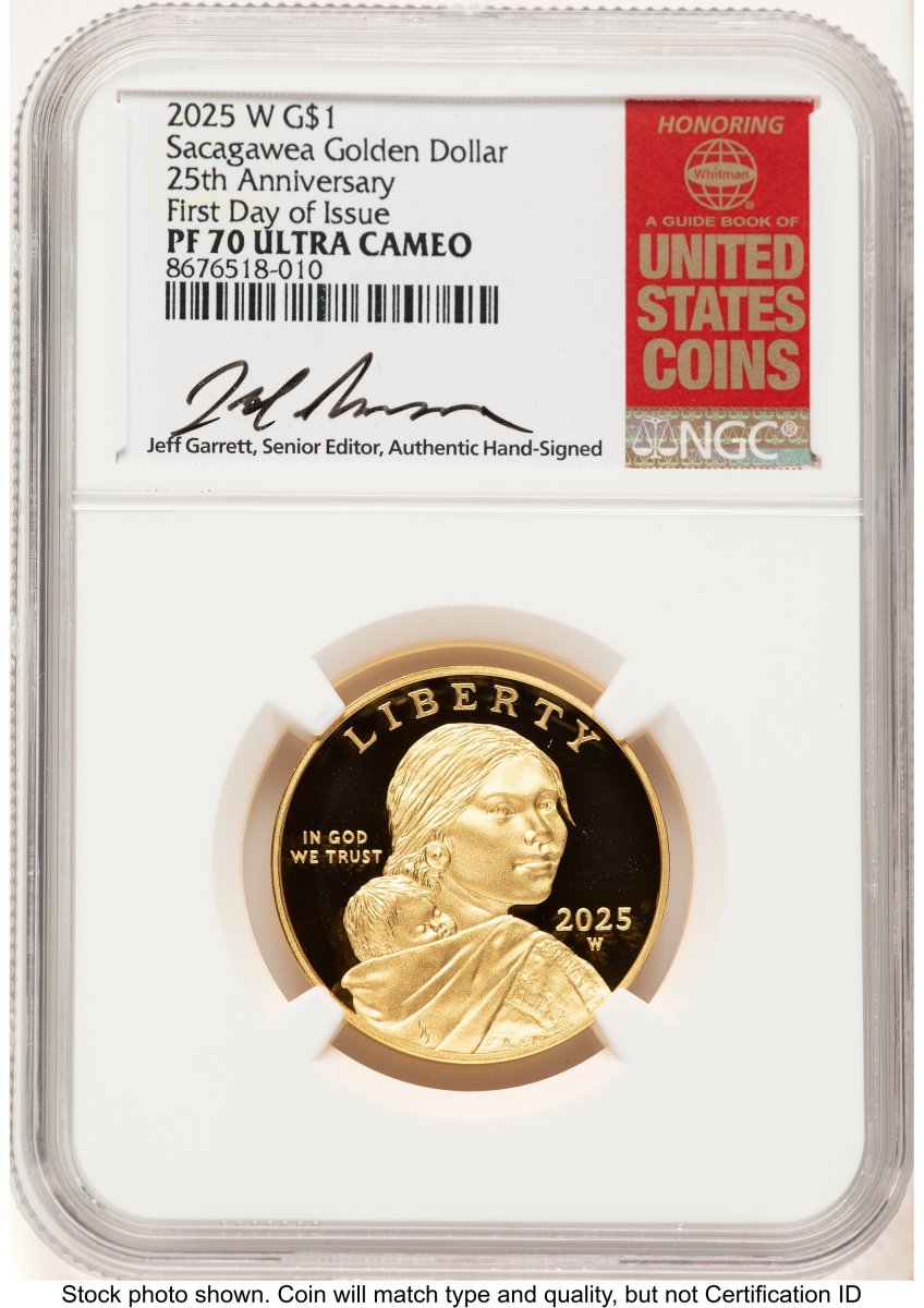 2025-W Modern Bullion Coins (2025-W 1/2 oz Proof Gold Sacagawea 25th Anniversary FDI Jeff Garrett Red Book)