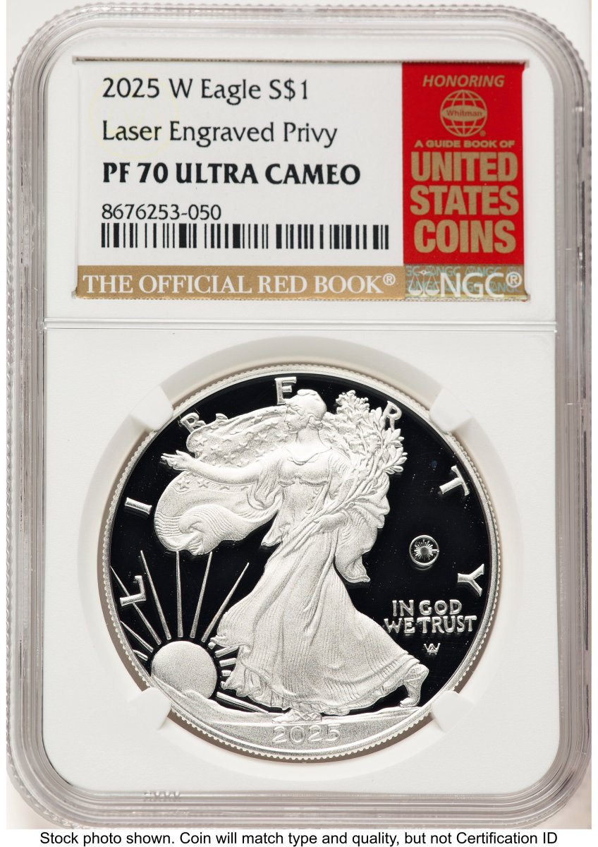 2025-W Modern Bullion Coins (2025-W Proof Silver Eagle Privy Laser Engraved 1 oz Red Book)