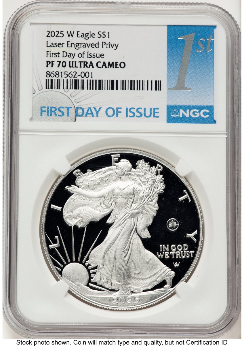 2025-W Modern Bullion Coins (2025-W Proof Silver Eagle Privy Laser Engraved 1 oz FDI 1ST)