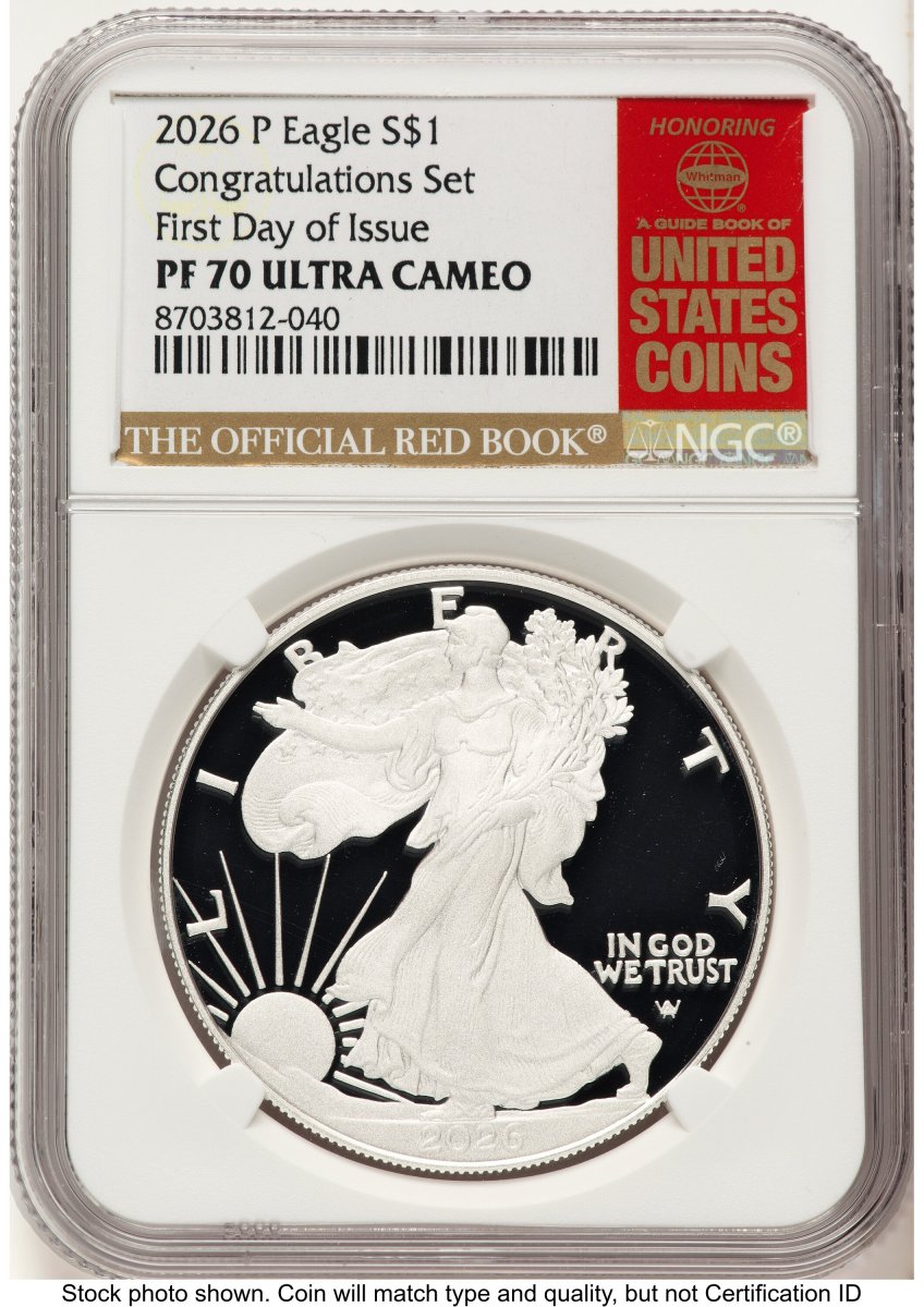 2026-P Modern Bullion Coins (2026-P Proof Silver Eagle Congratulations Set 1 oz FDI Red Book)