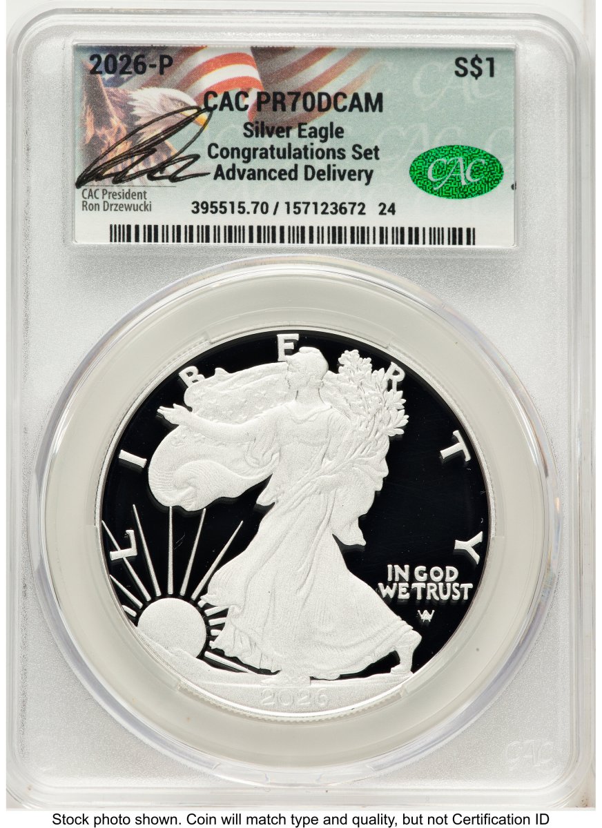 2026-W Modern Bullion Coins (2026-P Proof Silver Eagle Congratulations Set 1 oz Advanced Delivery Ron Drzewucki)