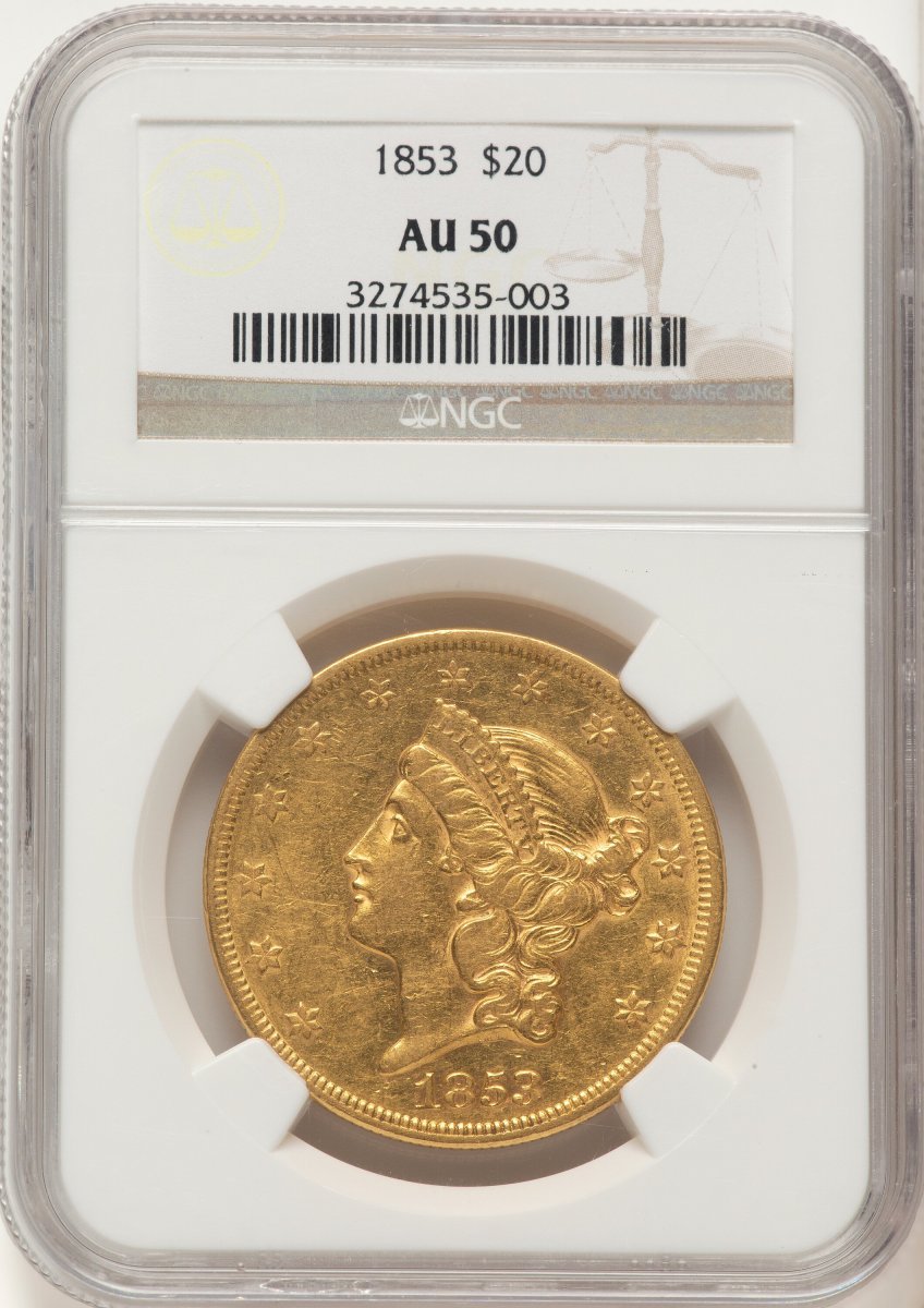 1853 Liberty Double Eagles (1853 $20 Brown Label)