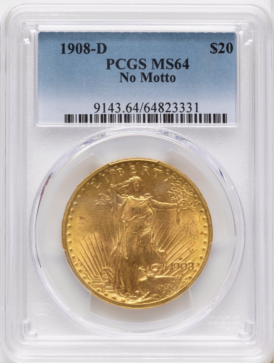 1908-D Saint-Gaudens Double Eagles (1908-D $20 NO MOTTO)