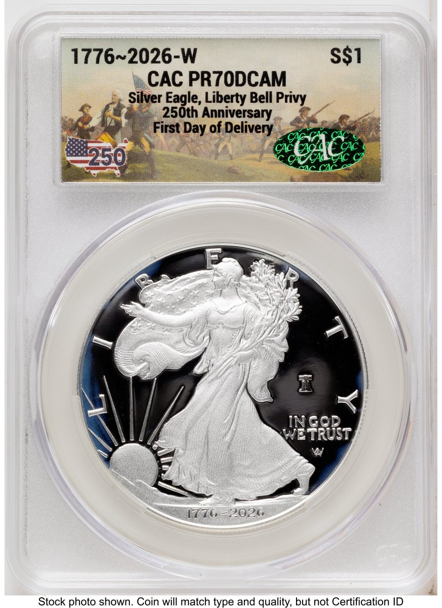 2026-W Modern Bullion Coins (2026-W Proof Silver Eagle 1 oz First Day of Delivery America 250)