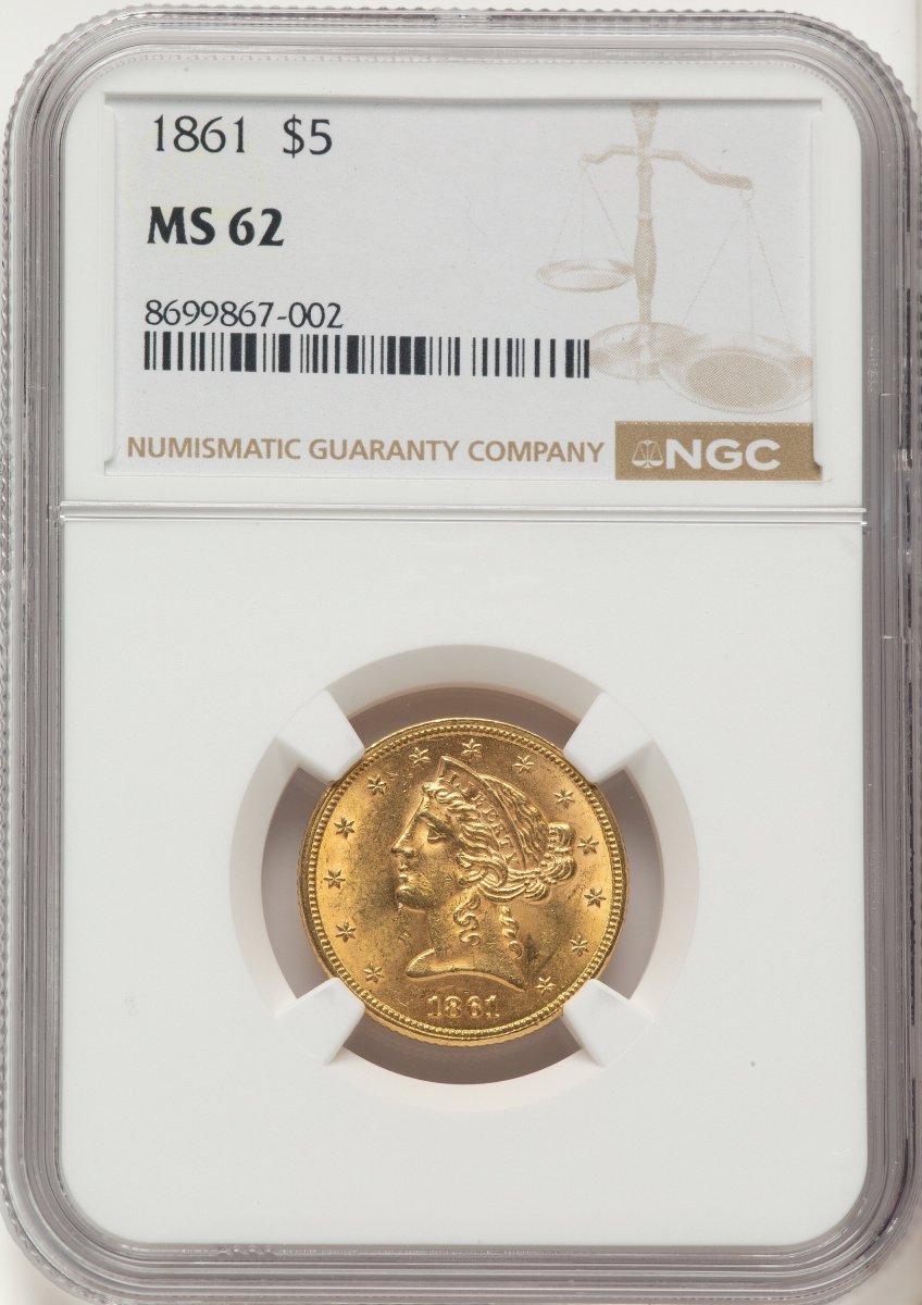1861 Liberty Half Eagles (1861 $5)
