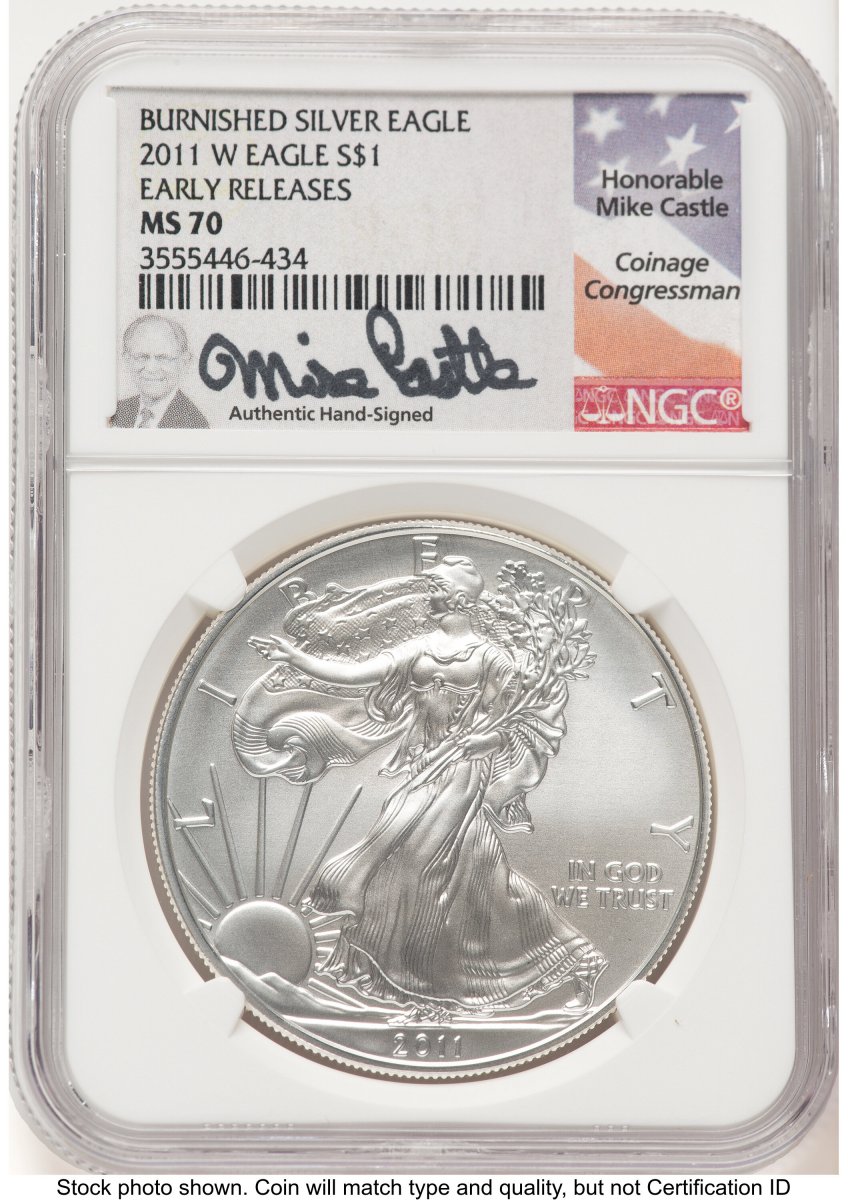 2011-W Modern Bullion Coins (2011-W Burnished Silver Eagle 1 oz ER Mike Castle)