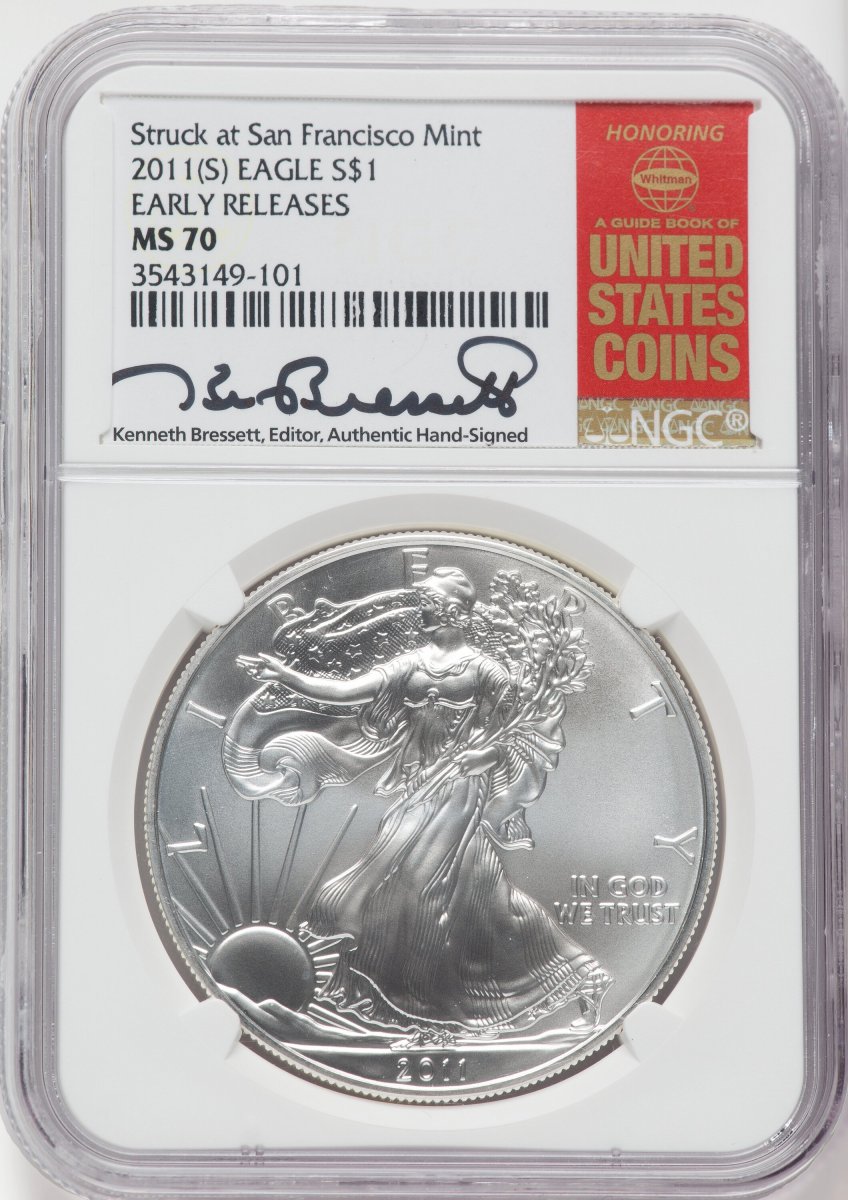 2011-(S) Modern Bullion Coins (2011-(S) S$1 Silver Eagle, Struck at San Francisco, First Strike, MS)