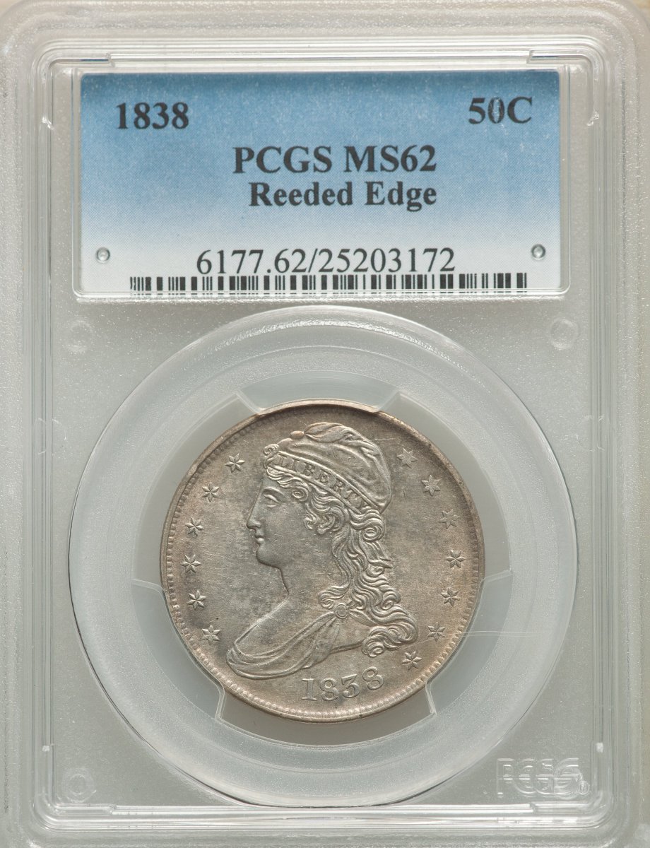1838 Reeded Edge Half Dollars (1838 50C, MS)