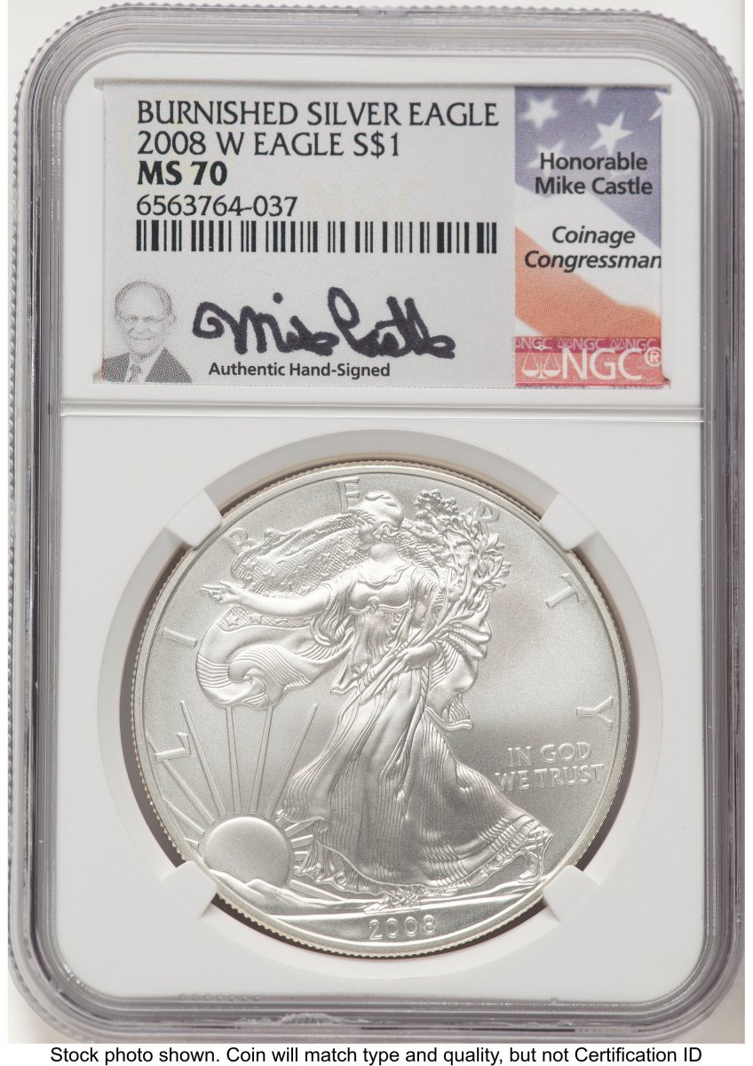 2008-W Modern Bullion Coins (2008-W Burnished Silver Eagle 1 oz Mike Castle)