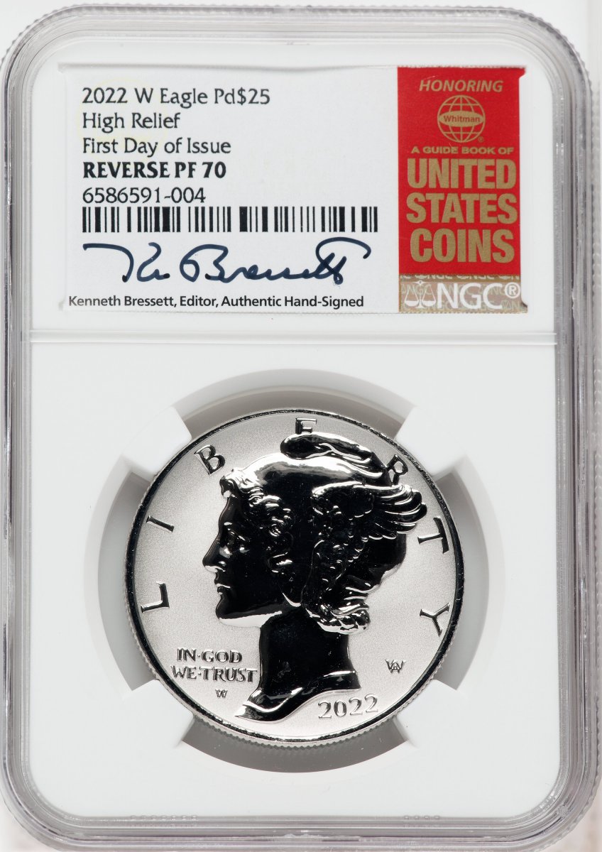 2022-W Modern Bullion Coins (2022-W $25 Palladium Eagle, Reverse Proof, First Day of Issue, PR)