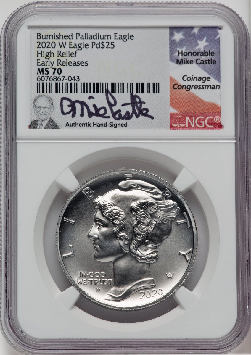 2020-W Modern Bullion Coins (2020-W Palladium Eagle 1 oz Burnished ER Mike Castle)