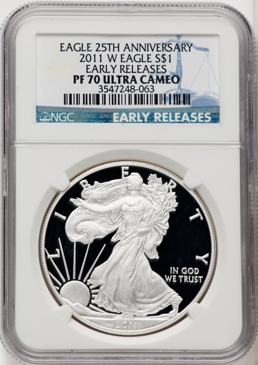 2011-W Modern Bullion Coins (2011-W S$1 Silver Eagle, First Strike, DC ER Blue)