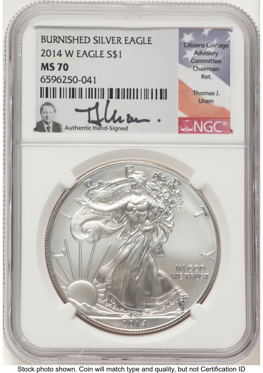 2014-W Modern Bullion Coins (2014-W Burnished Silver Eagle 1 oz Thomas Uram)