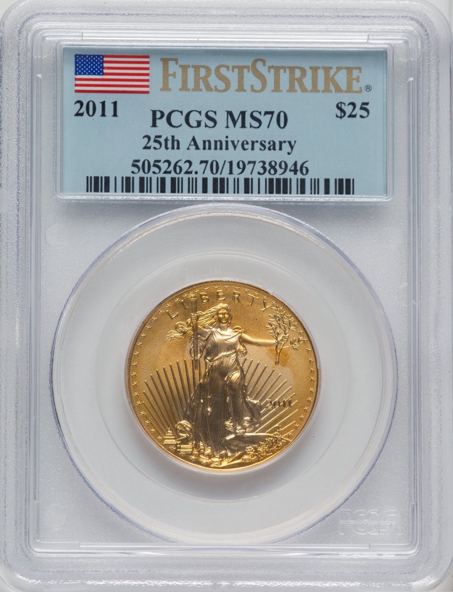 2011 Modern Bullion Coins (2011 G$25, Half-Ounce Gold Eagle, 25th Anniversary, First Strike, MS)