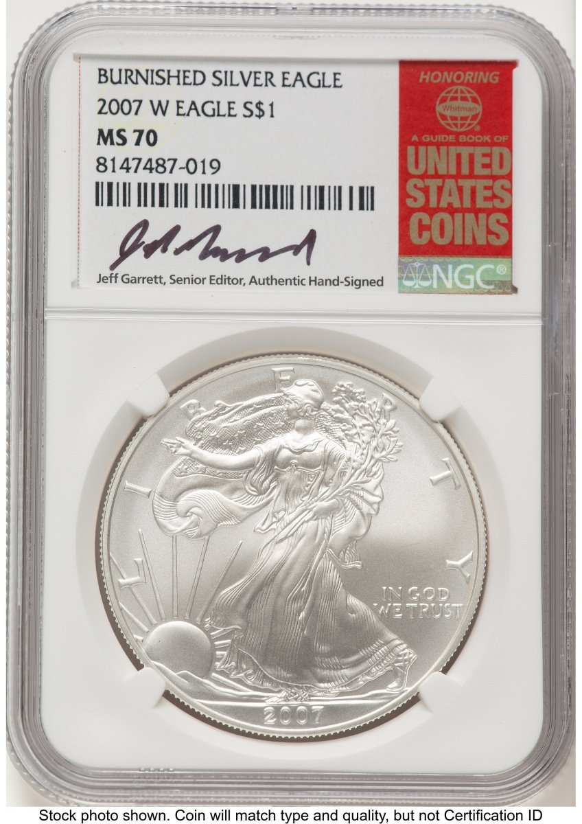 2007-W Modern Bullion Coins (2007-W Burnished Silver Eagle 1 oz Jeff Garrett Red Book)