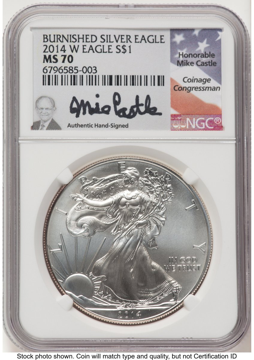 2014-W Modern Bullion Coins (2014-W Burnished Silver Eagle 1 oz Mike Castle)