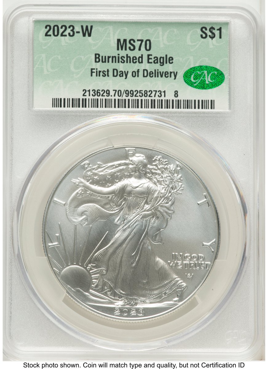 2023-W Modern Bullion Coins (2023-W Burnished Silver Eagle 1 oz First Day Of Delivery)