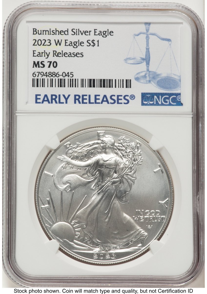 2023-W Modern Bullion Coins (2023-W Burnished Silver Eagle 1 oz ER Blue)