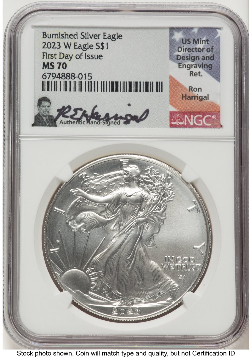 2023-W Modern Bullion Coins (2023-W Burnished Silver Eagle 1 oz FDI Ron Harrigal)