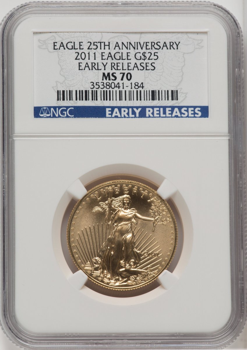 2011 Modern Bullion Coins (2011 G$25, Half-Ounce Gold Eagle, 25th Anniversary, First Strike, MS)
