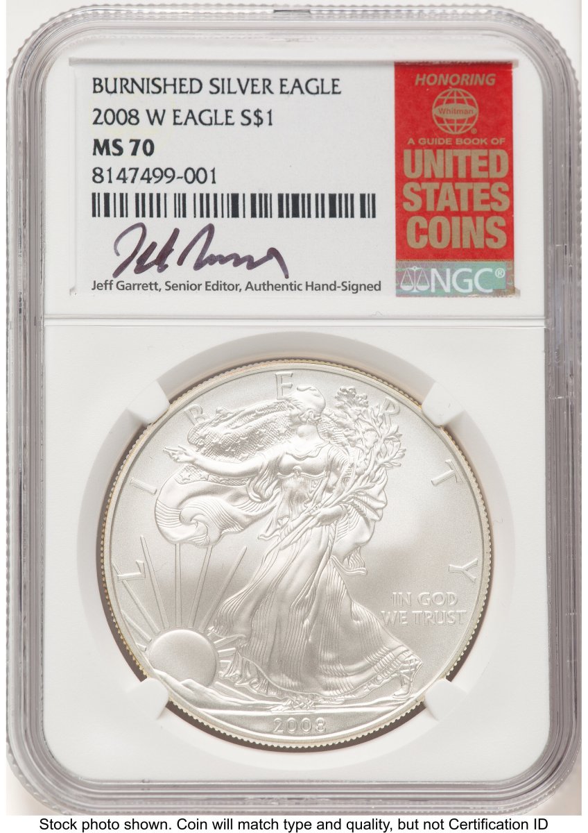 2008-W Modern Bullion Coins (2008-W Burnished Silver Eagle 1 oz Jeff Garrett Red Book)