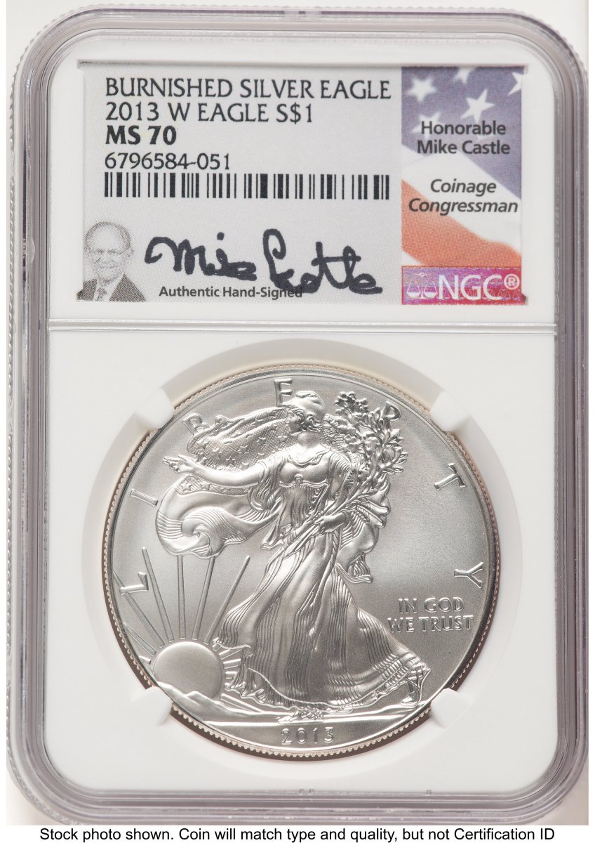 2013-W Modern Bullion Coins (2013-W Burnished Silver Eagle 1 oz Mike Castle)