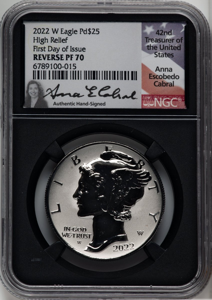 2022-W Modern Bullion Coins (2022-W Palladium Eagle 1 oz, REV PR FDI Anna Cabral Blk Core)