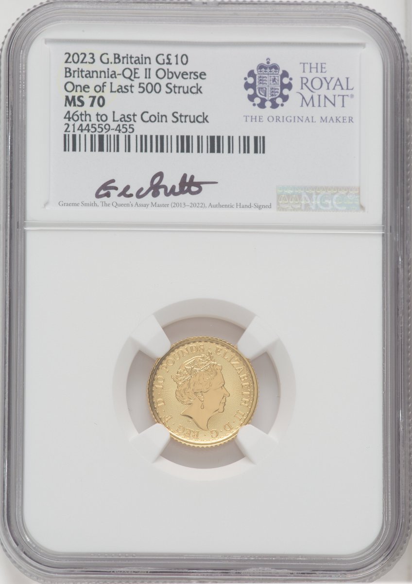 1000 Royal Succession (2023 G.B. BRITANNIA GOLD AND SILVER 5 COIN KING AND QUEEN SET #46)