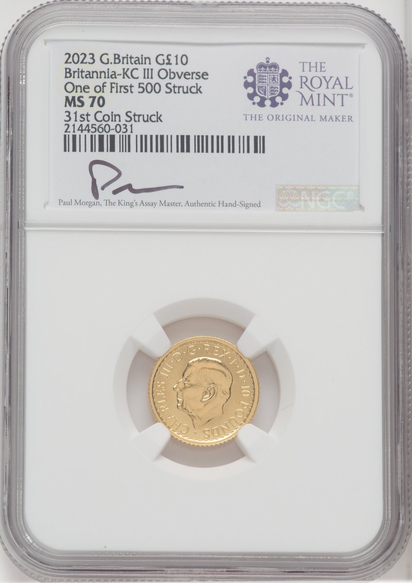1000 Royal Succession (2023 G.B. BRITANNIA GOLD AND SILVER 5 COIN KING AND QUEEN SET #31)